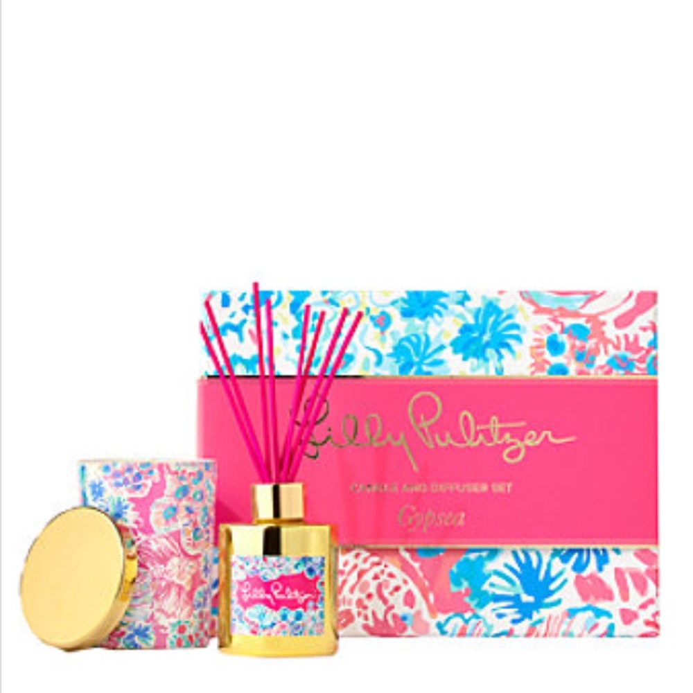 NWT Lilly Pulitzer Candle & Diffuser Set Tiki Pink